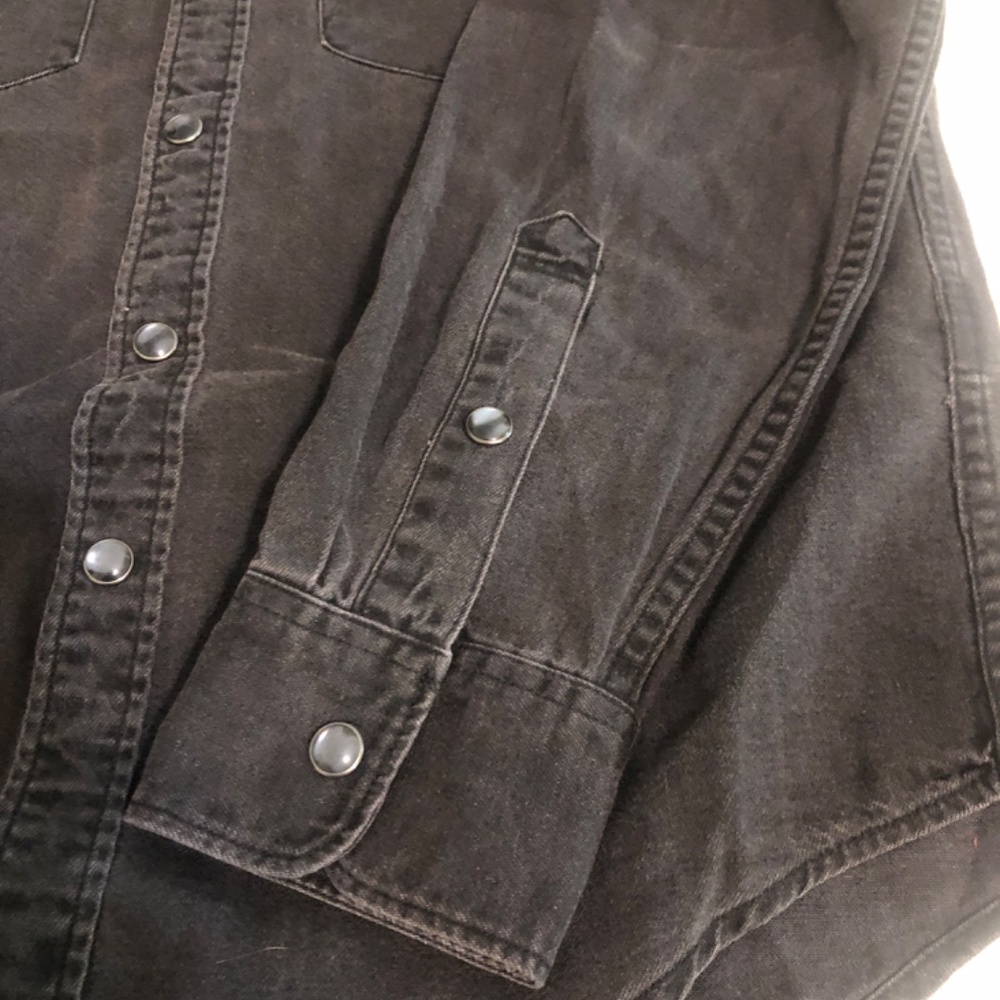 Abercrombie & Fitch black stonewashed western shirt with snaps - Picture 3 of 5